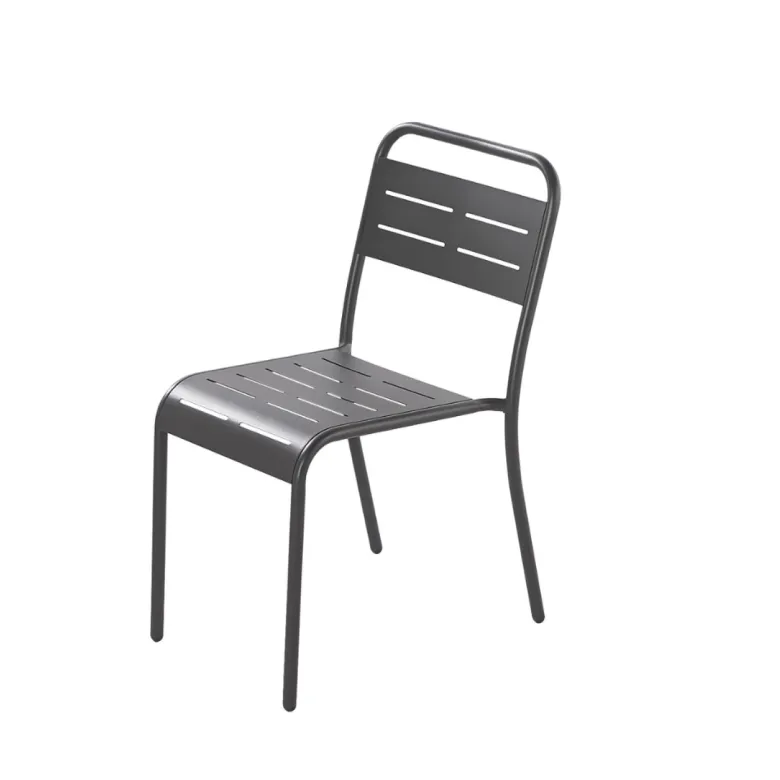 Bergame lot de 4 chaises en acier gris foncé