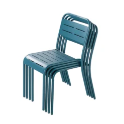 Bergame lot de 6 chaises en acier bleu