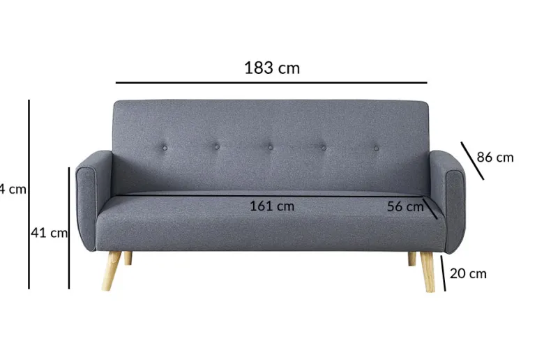 Berlin canapé scandinave convertible 3 places en tissu bleu canard