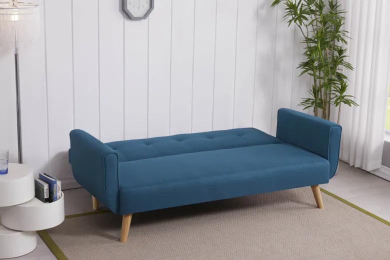 Berlin canapé scandinave convertible 3 places en tissu bleu canard