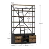 Bibliothèque 160 cm en bois et métal avec échelle, 4 tiroirs - kasi