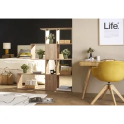 Bibliothèque ouverte séparateur blanc laqué brillant l139 cm como