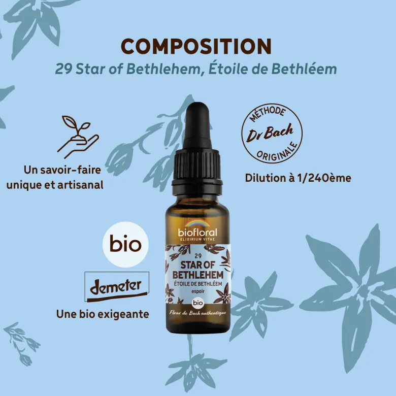 Biofloral - fleur de bach n°29 star of bethlehem, étoile de bethléem - demeter