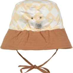 Bob anti-uv motifs à carreaux vanille et écru vanilla et sea salt (7-18 mois)