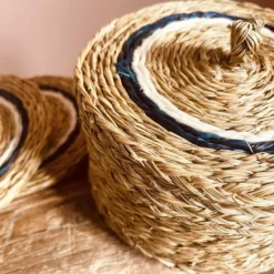 Boite de 6 dessous de verres en herbes naturelles d10cm