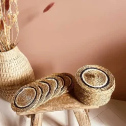 Boite de 6 dessous de verres en herbes naturelles d10cm