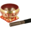 Bol tibétain rouge avec symboles 13,5 cm