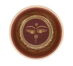 Bol tibétain rouge avec symboles 13,5 cm