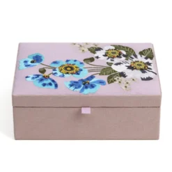 Boîte à bijoux brodée fleurs et perles