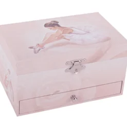 Boîte à bijoux musicale phosphorescente ballerine rose