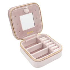 Boîte à bijoux velours rose pêche