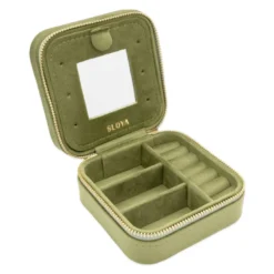 Boîte à bijoux velours vert olive