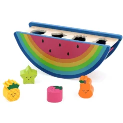 Boîte à formes pastèque et fruits en bois jeu d'éveil coloré et éducatif Vilac