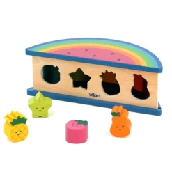 Boîte à formes pastèque et fruits en bois jeu d'éveil coloré et éducatif Vilac