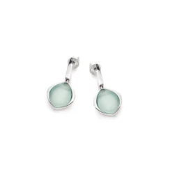 Boucle d'oreille agate aqua, argent