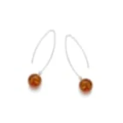 Boucle d'oreille argent ambre cognac