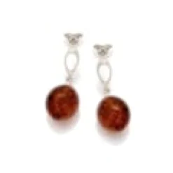 Boucle d'oreille argent ambre baltique