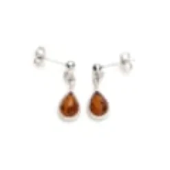Boucle d'oreille argent ambre