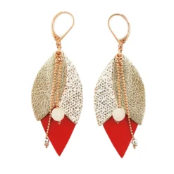 Boucle d'oreille tulipe rouge en cuir