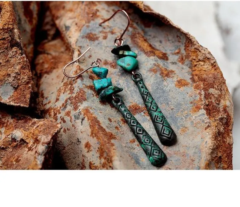 Boucles d'oreille en turquoise africaine