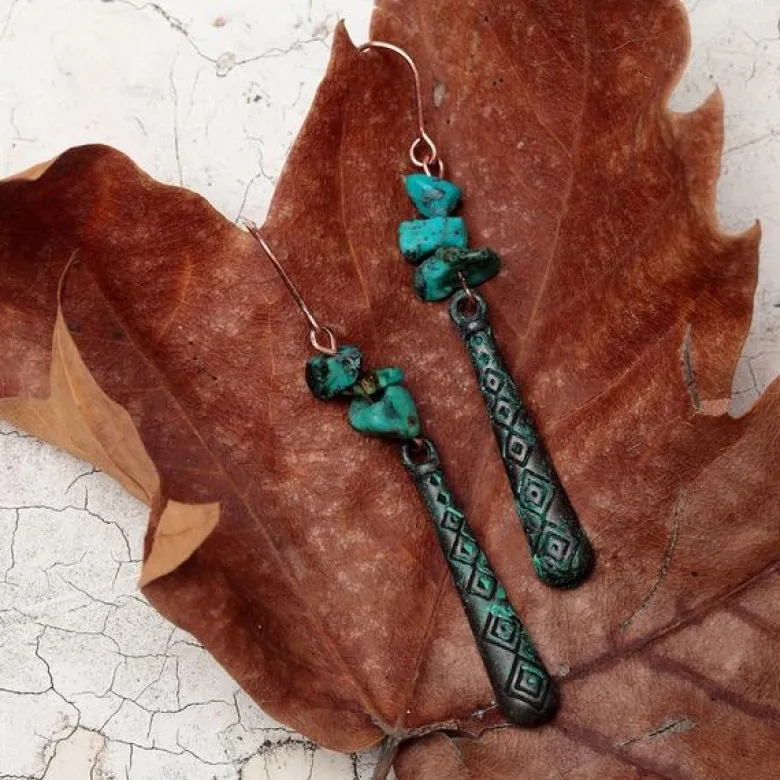 Boucles d'oreille en turquoise africaine