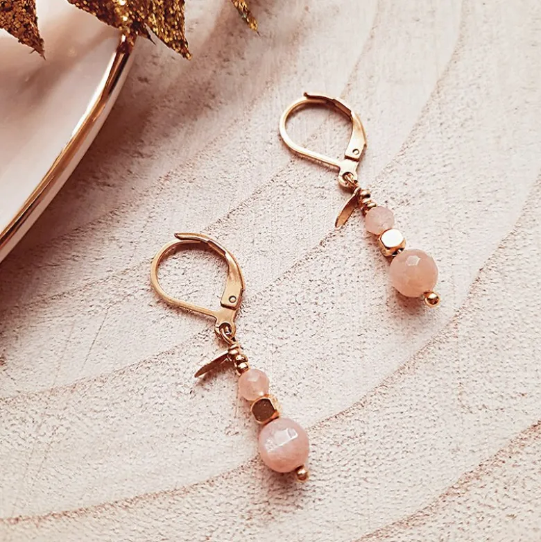 Boucles d'oreilles comète pierre lune