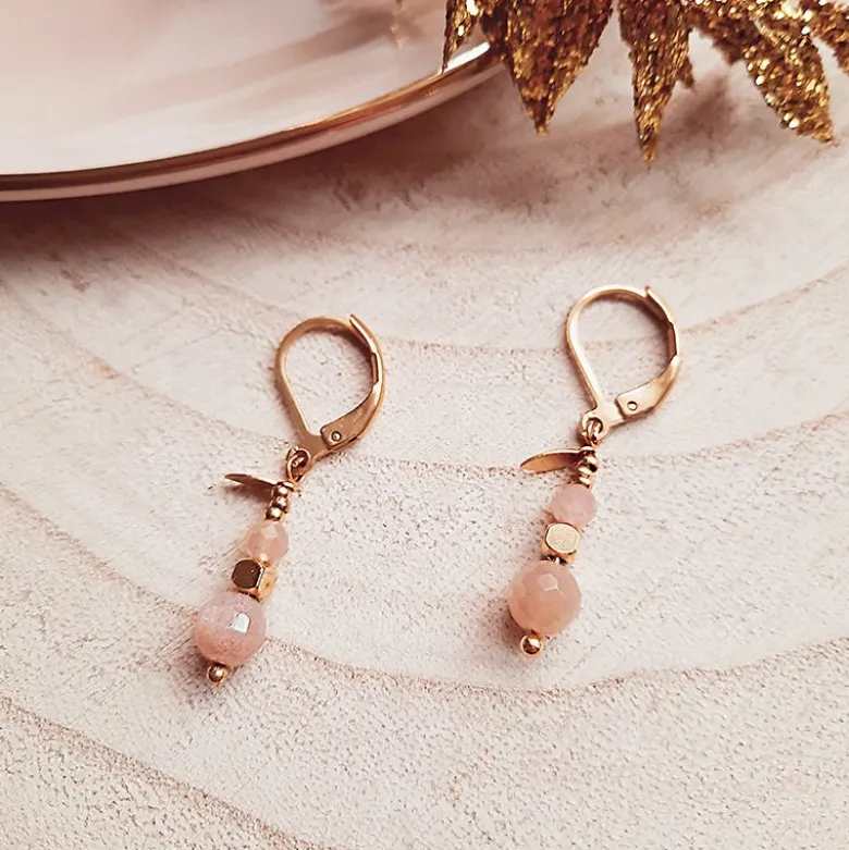 Boucles d'oreilles comète pierre lune