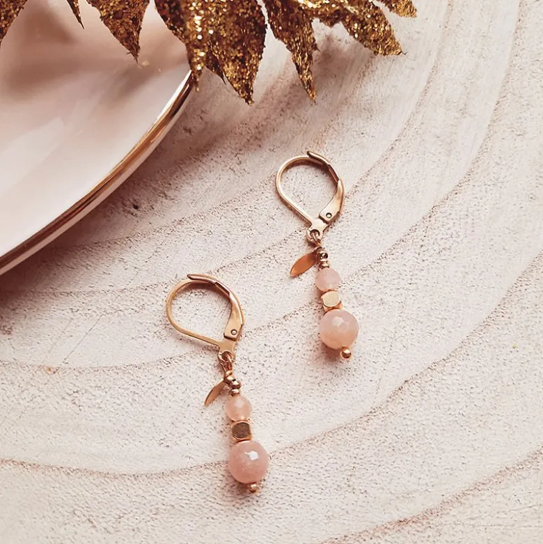 Boucles d'oreilles comète pierre lune