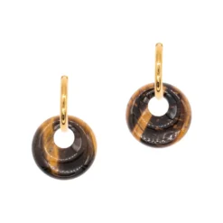 Boucles d'oreilles créoles oeil de tigre