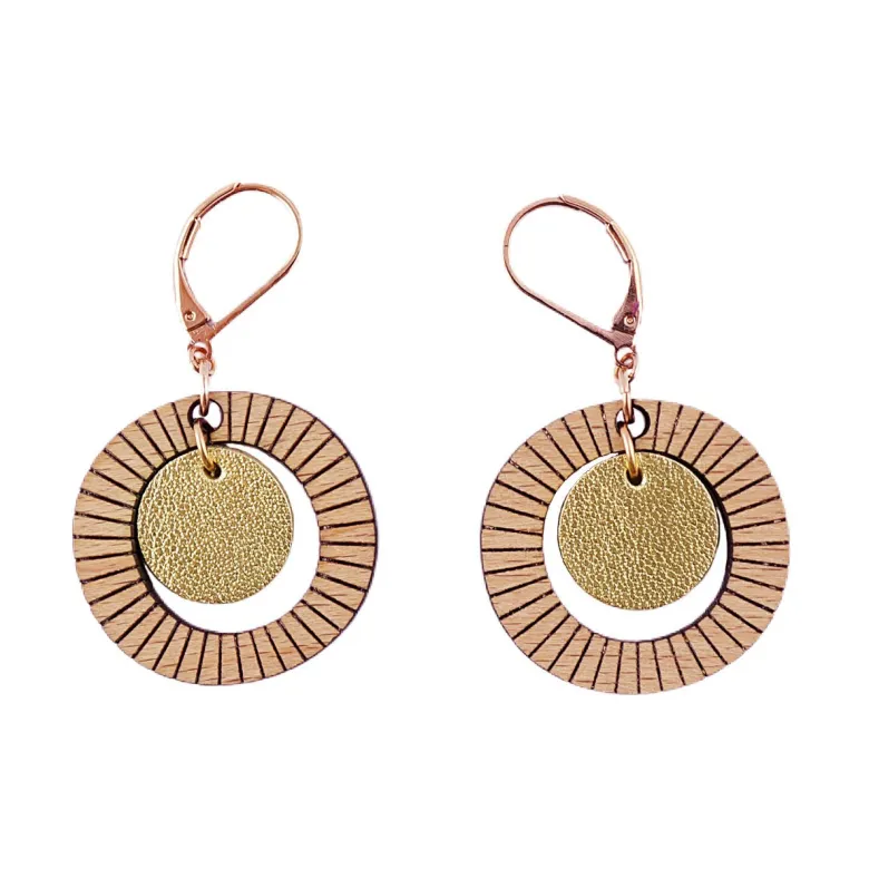 Boucles d'oreilles en bois bulle or