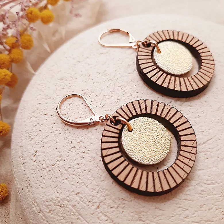 Boucles d'oreilles en bois bulle or