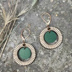 Boucles d'oreilles en bois bulle vert