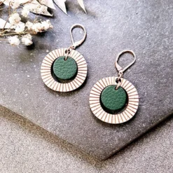 Boucles d'oreilles en bois bulle vert