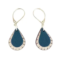 Boucles d'oreilles en bois goutte marine