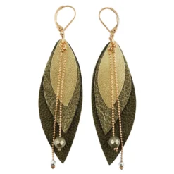 Boucles d'oreilles en cuir pop kaki