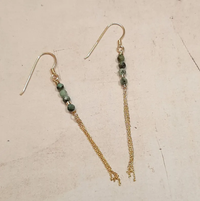 Boucles d'oreilles en turquoise verte