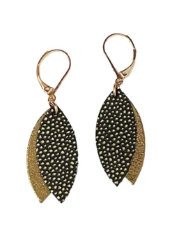 Boucles d'oreilles mini-pétale olive