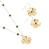 Boucles d'oreilles pendantes en acier inoxydable doré motif trèfle et strass