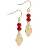 Boucles d'oreilles pendantes cœur ex-voto billes de verre et acier inoxydable