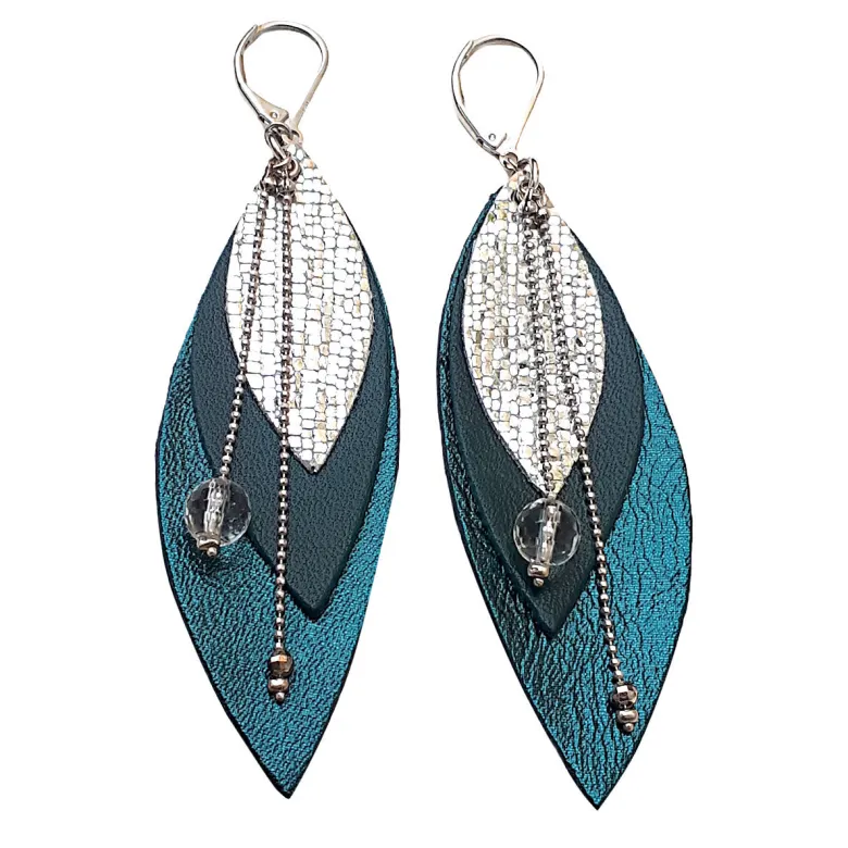 Boucles d'oreilles pop bleu pétrole