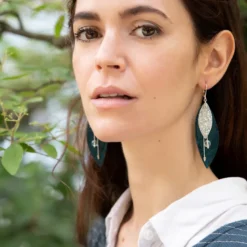 Boucles d'oreilles pop bleu pétrole