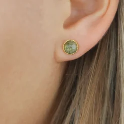 Boucles d'oreilles puces - labradorite