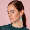 Boucles d'oreilles tulipe bleu pétrole