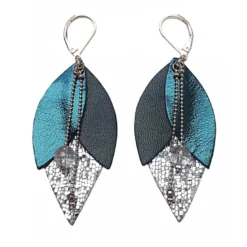 Boucles d'oreilles tulipe bleu pétrole