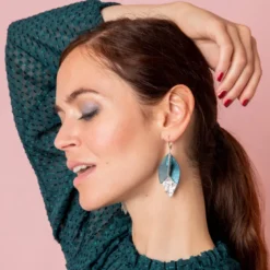 Boucles d'oreilles tulipe bleu pétrole