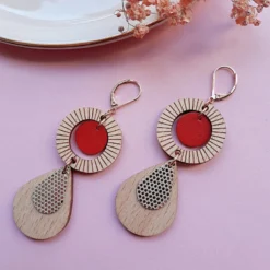 Boucles longues ethnique rouge