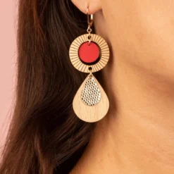 Boucles longues ethnique rouge