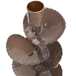 Bougeoir en métal feuilles 26 cm