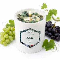 Bougie pierres agate - parfum raisin divin