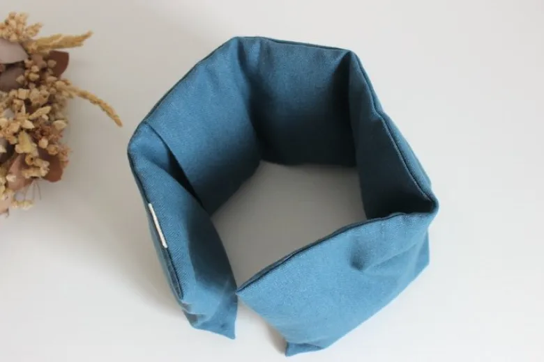 Bouillotte cervicales lin bleu pétrole